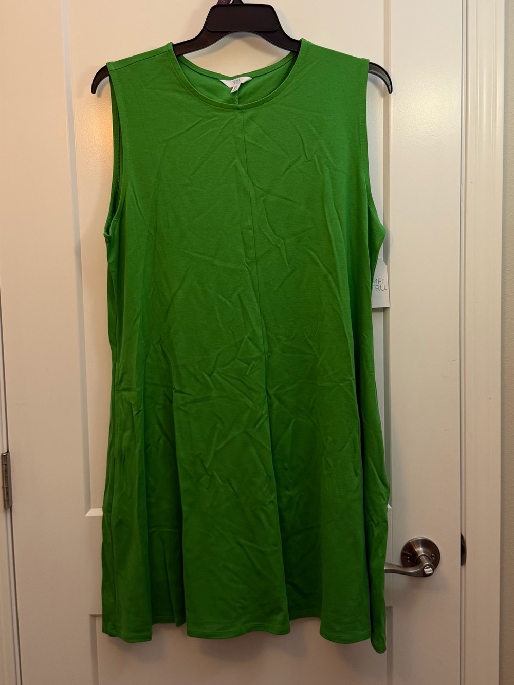 Time and Tru Bright Green Sleeveless Mini Swing Dress